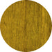 Round Abstract Yellow Modern Rug, abs107yw