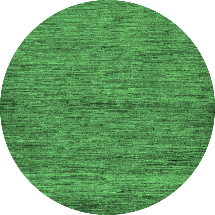 Round Machine Washable Abstract Emerald Green Modern Area Rugs, wshabs107emgrn