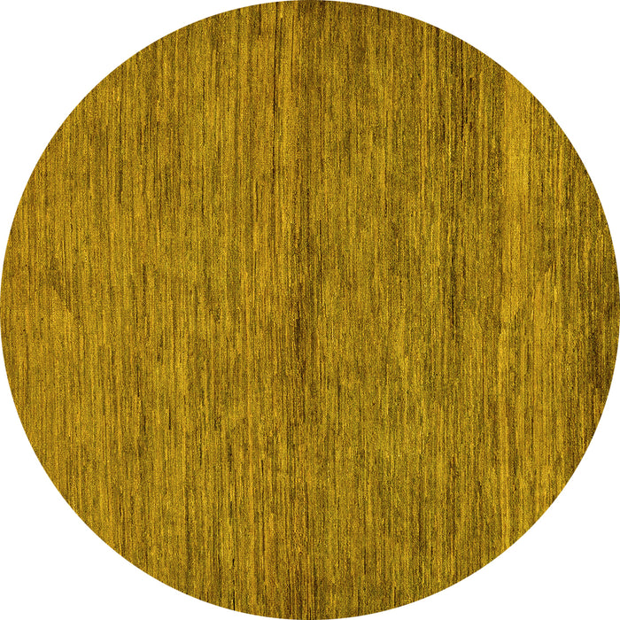 Round Machine Washable Abstract Yellow Modern Rug, wshabs107yw