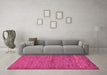 Machine Washable Abstract Pink Modern Rug in a Living Room, wshabs107pnk