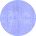 Round Abstract Blue Modern Rug, abs1080blu