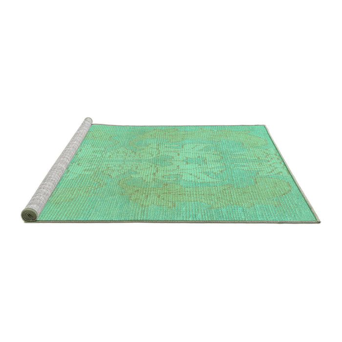 Sideview of Machine Washable Abstract Turquoise Modern Area Rugs, wshabs1080turq