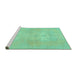 Sideview of Machine Washable Abstract Turquoise Modern Area Rugs, wshabs1080turq