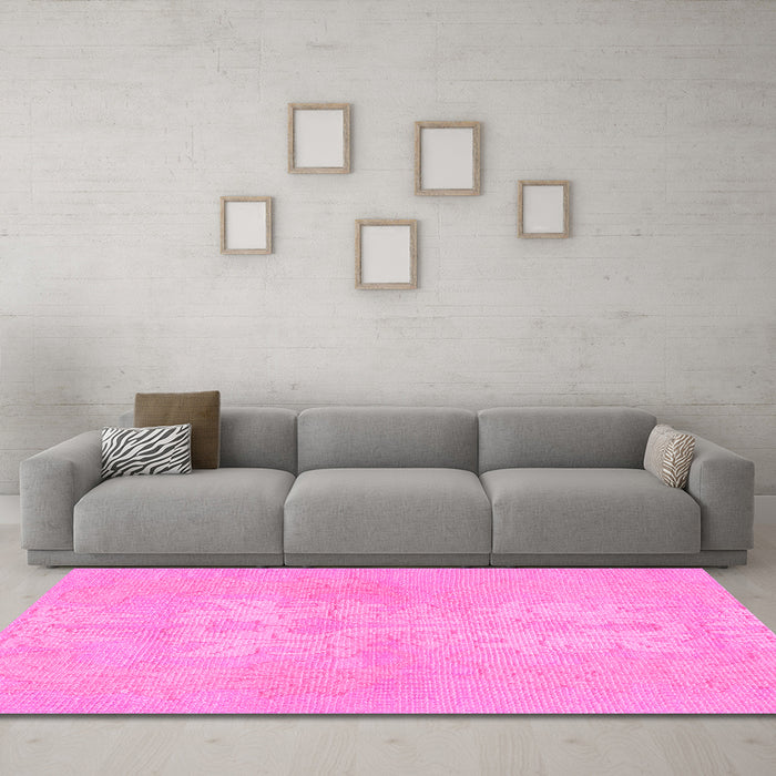 Machine Washable Abstract Pink Modern Rug in a Living Room, wshabs1080pnk