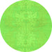 Round Machine Washable Abstract Green Modern Area Rugs, wshabs1080grn