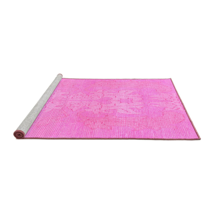 Sideview of Machine Washable Abstract Pink Modern Rug, wshabs1080pnk