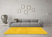 Machine Washable Abstract Yellow Modern Rug in a Living Room, wshabs1080yw