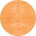 Round Machine Washable Abstract Orange Modern Area Rugs, wshabs1080org