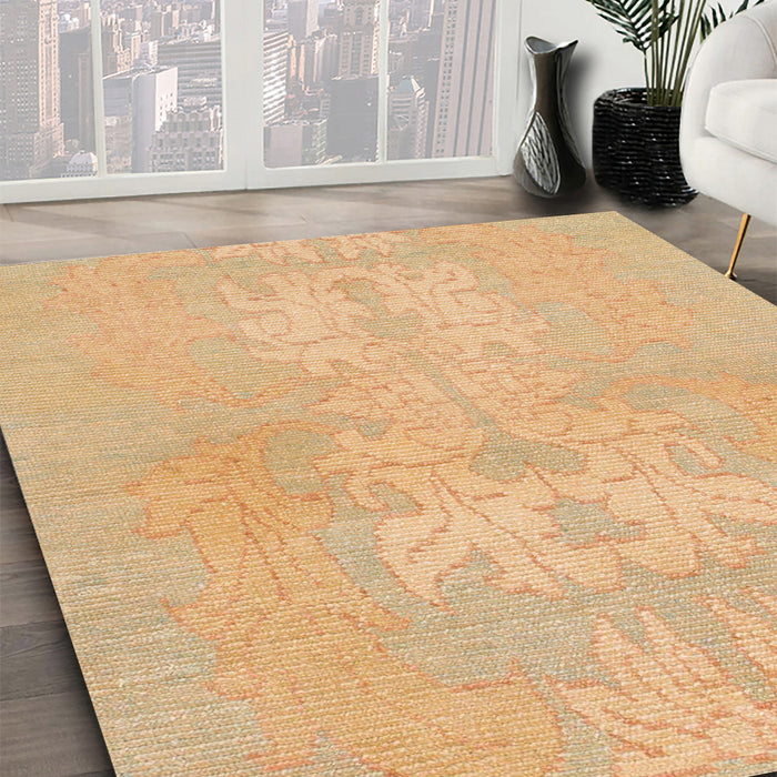 Round Abstract Orange Modern Rug in a Office, abs1080