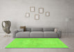 Machine Washable Abstract Green Modern Area Rugs in a Living Room,, wshabs1080grn