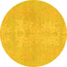 Round Abstract Yellow Modern Rug, abs1080yw