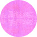 Round Machine Washable Abstract Purple Modern Area Rugs, wshabs1080pur