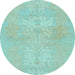 Round Abstract Light Blue Modern Rug, abs1080lblu