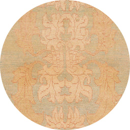 Round Machine Washable Abstract Orange Rug, wshabs1080