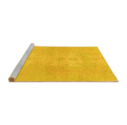 Sideview of Machine Washable Abstract Yellow Modern Rug, wshabs1080yw
