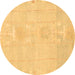 Round Abstract Brown Modern Rug, abs1081brn