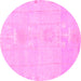 Round Abstract Pink Modern Rug, abs1081pnk