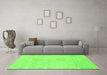 Machine Washable Abstract Green Modern Area Rugs in a Living Room,, wshabs1081grn