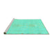 Sideview of Machine Washable Abstract Turquoise Modern Area Rugs, wshabs1081turq