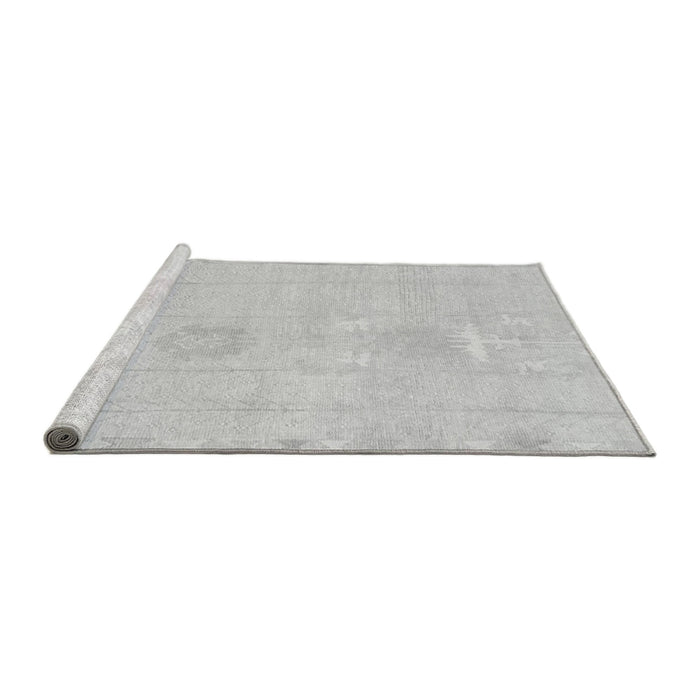 Sideview of Machine Washable Abstract Gray Modern Rug, wshabs1081gry
