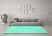 Machine Washable Abstract Turquoise Modern Area Rugs in a Living Room,, wshabs1081turq