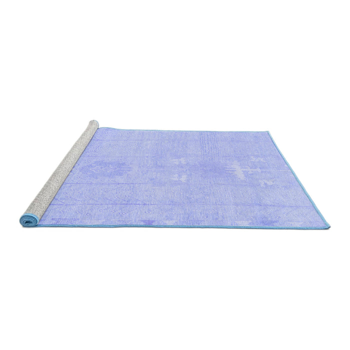 Sideview of Machine Washable Abstract Blue Modern Rug, wshabs1081blu