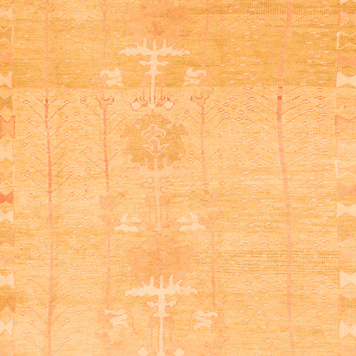 Square Machine Washable Abstract Orange Modern Area Rugs, wshabs1081org