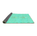 Sideview of Abstract Turquoise Modern Rug, abs1081turq