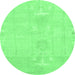 Round Abstract Emerald Green Modern Rug, abs1081emgrn