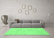 Machine Washable Abstract Emerald Green Modern Area Rugs in a Living Room,, wshabs1081emgrn