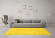 Machine Washable Abstract Yellow Modern Rug in a Living Room, wshabs1081yw