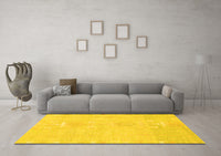 Machine Washable Abstract Yellow Modern Rug, wshabs1081yw