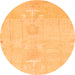 Round Machine Washable Abstract Orange Modern Area Rugs, wshabs1081org