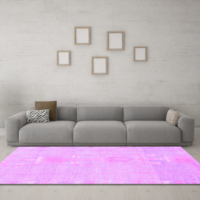 Machine Washable Abstract Purple Modern Area Rugs in a Living Room, wshabs1081pur