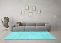 Machine Washable Abstract Light Blue Modern Rug, wshabs1081lblu