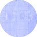 Round Abstract Blue Modern Rug, abs1081blu