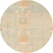 Round Machine Washable Abstract Khaki Gold Rug, wshabs1081