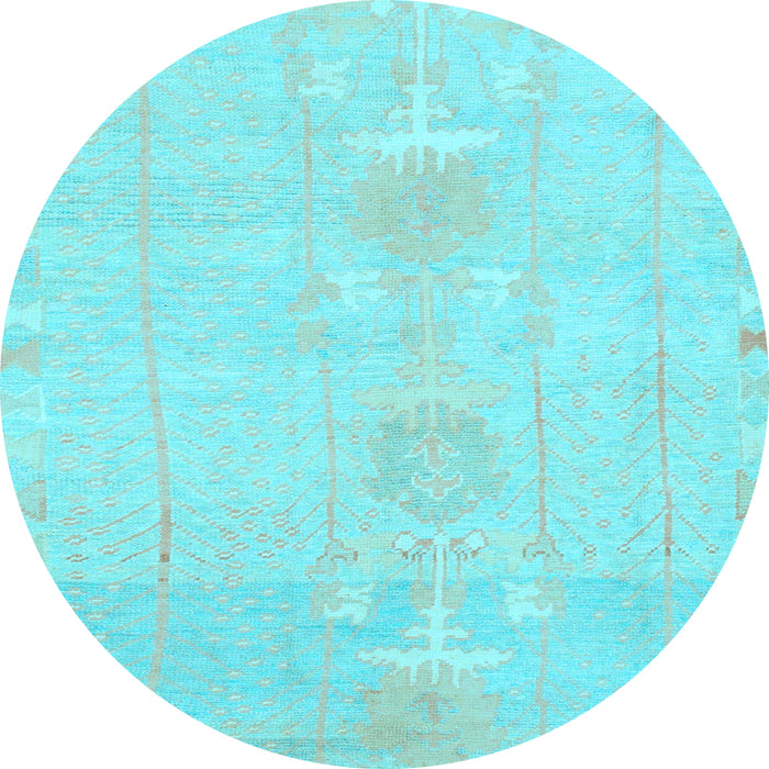 Round Abstract Light Blue Modern Rug, abs1081lblu