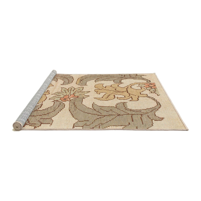 Sideview of Machine Washable Abstract Brown Gold Rug, wshabs1082