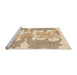 Sideview of Machine Washable Abstract Brown Gold Rug, wshabs1082