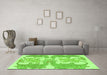 Machine Washable Abstract Green Modern Area Rugs in a Living Room,, wshabs1082grn