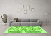 Machine Washable Abstract Green Modern Rug, wshabs1082grn