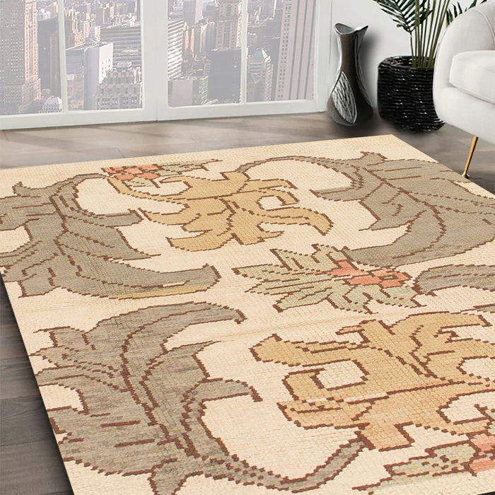 Machine Washable Abstract Brown Gold Rug in a Family Room, wshabs1082