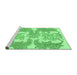 Sideview of Machine Washable Abstract Emerald Green Modern Area Rugs, wshabs1082emgrn