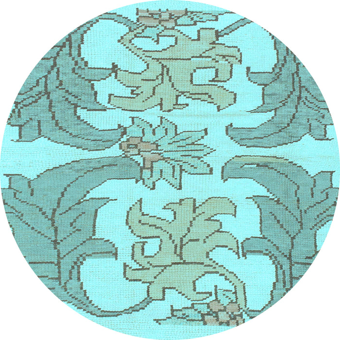 Round Machine Washable Abstract Light Blue Modern Rug, wshabs1082lblu