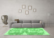 Machine Washable Abstract Emerald Green Modern Area Rugs in a Living Room,, wshabs1082emgrn