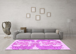 Machine Washable Abstract Purple Modern Area Rugs in a Living Room, wshabs1082pur