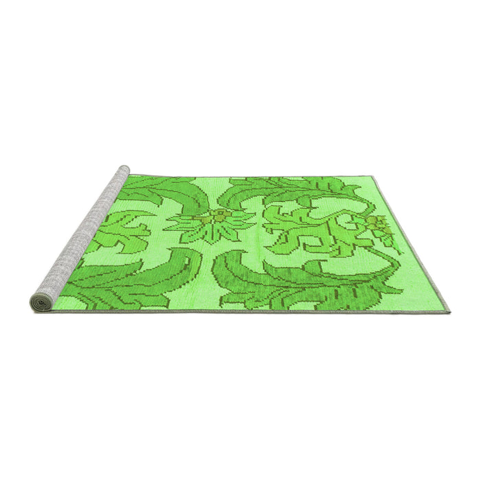 Sideview of Machine Washable Abstract Green Modern Area Rugs, wshabs1082grn