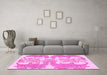 Machine Washable Abstract Pink Modern Rug in a Living Room, wshabs1082pnk