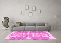 Machine Washable Abstract Pink Modern Rug, wshabs1082pnk